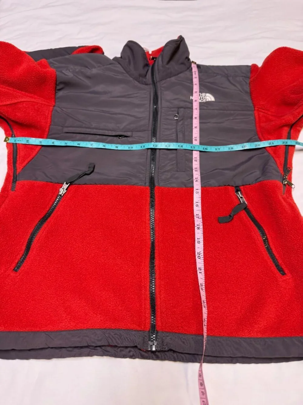 The North Face Men’s Denali Jacket‎ Small Red Gray Fleece EUC